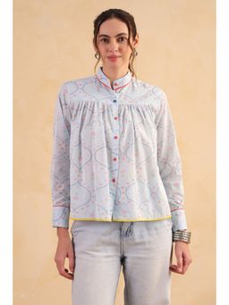 RATAN JAIPUR - Blue Gathered Top