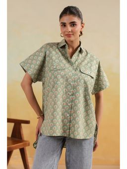 RATAN JAIPUR - Green Drop Shoulder Oversized Shirt