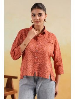 RATAN JAIPUR - Rust Dolman Sleeve Shirt