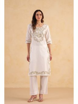 RATAN JAIPUR - White Raagni Cotton Printed Kurta