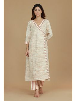 Tjori - Pink Cotton Khadi Wrap Kurta