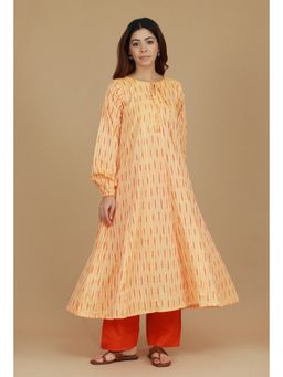Tjori - Orange Ikat Cotton Kurta