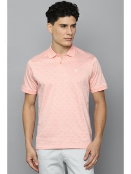 Louis Philippe - Men Peach Printed Polo T-Shirt