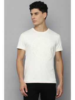 Louis Philippe - Men White Typography Crew Neck T-Shirt