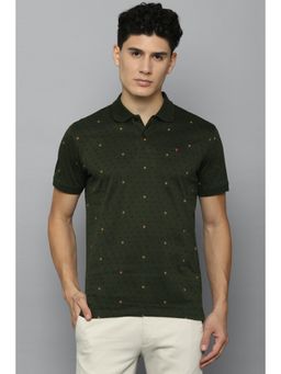 Louis Philippe - Men Olive Printed Polo T-Shirt