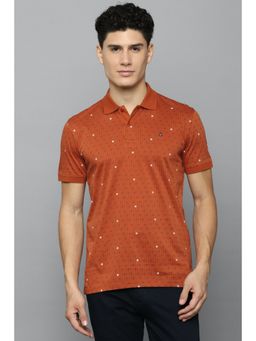 Louis Philippe - Men Orange Printed Polo T-Shirt