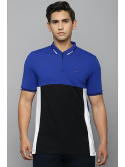 Louis Philippe - Men Blue Colorblock Polo T-Shirt