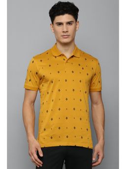 Louis Philippe - Men Yellow Printed Polo T-Shirt