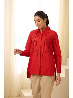 Haus of Handmade - Rococo Sequined Shirt - Red