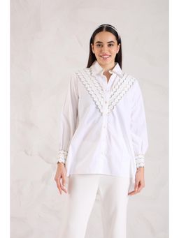 Haus of Handmade - Shaded Scallop White Shirt