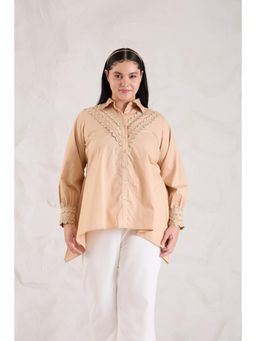 Haus of Handmade - Shaded Scallop Shirt - Beige
