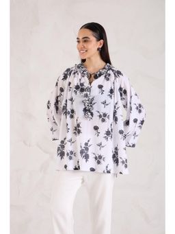 Haus of Handmade - Flor Printed Black Top