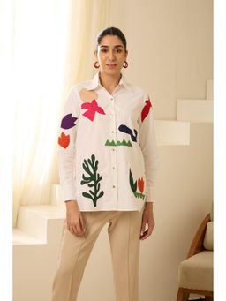 Haus of Handmade - Matisse Patchwork White Women Shirt - Off White