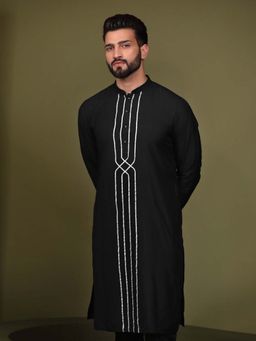 KISAH - Mens Black Embellished Kurta
