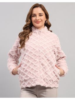Rock.it - Women Pink Polyester Blend High Neck Winter Jacket