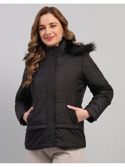 Rock.it - Women Black Polyester Blend Hooded Jackets