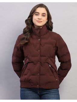 Monte Carlo - Women Maroon Polyester Blend High Neck Winter Jacket