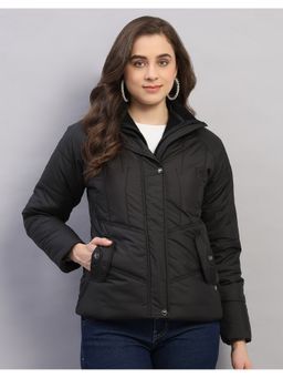 Monte Carlo - Women Black Polyester Blend High Neck Winter Jacket