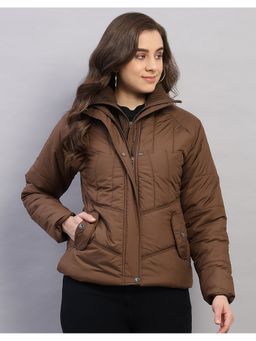 Monte Carlo - Women Brown Polyester Blend High Neck Winter Jacket