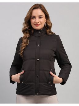 Monte Carlo - Women Charcoal Polyester Blend High Neck Winter Jacket