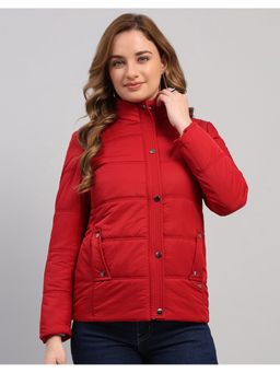 Monte Carlo - Women Red Polyester Blend High Neck Winter Jacket