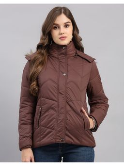 Monte Carlo - Women Brown Nylon Blended Hooded Jackets