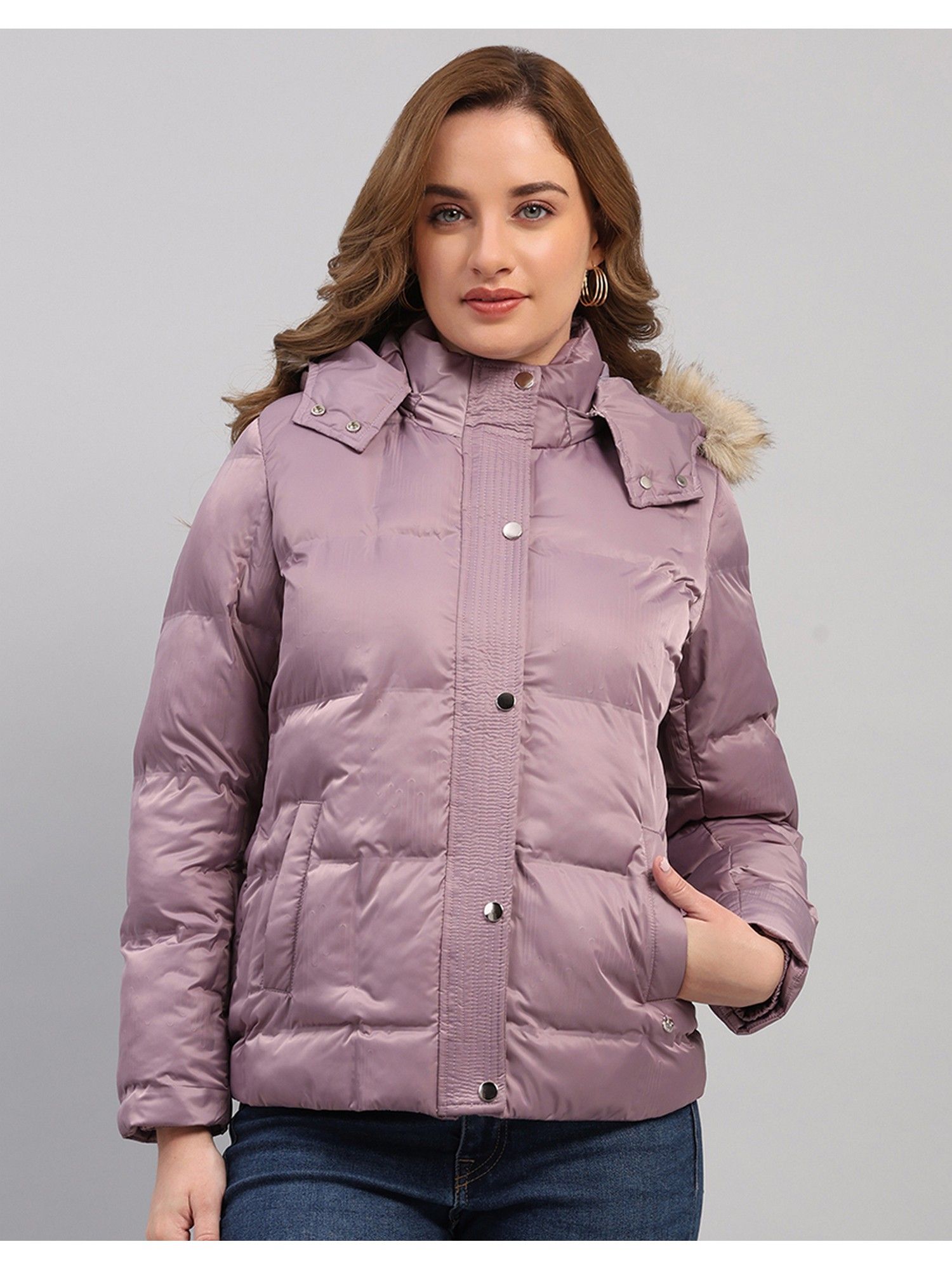 monte carlo Women Mauve Polyester Blend Hooded Jackets-picture-32