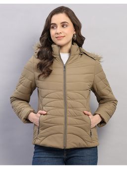 Monte Carlo - Women Khaki Nylon Blended Hooded Jackets