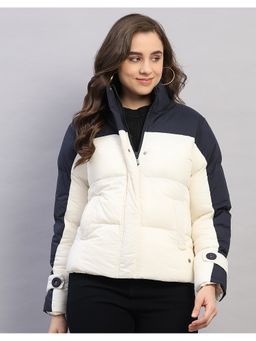 Monte Carlo - Women Navy Blue Nylon Blended High Neck Winter Jacket