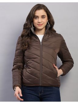 Monte Carlo - Women Brown Nylon Blended High Neck Winter Jacket