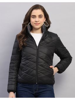 Monte Carlo - Women Black Nylon Blended High Neck Reversible Winter Jacket