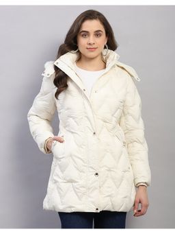 Monte Carlo - Women Off White Polyester Blend Hooded Jackets