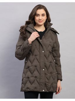 Monte Carlo - Women Olive Polyester Blend Hooded Jackets