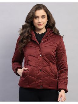 Monte Carlo - Women Maroon Polyester Blend Hooded Jackets