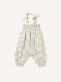 EARLY SUNDAY - Summer Stripe Eleanor Smocked Overalls Baby Girl Romper