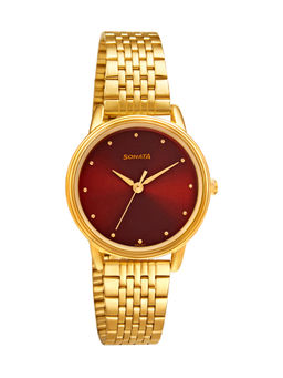 Sonata - Gold Edit 8175YM03 Maroon Dial Analog Watch For Women