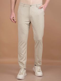 CRIMSOUNE CLUB - Men's Beige Textured Trouser