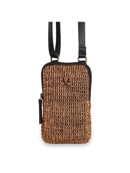 Avake - Brown Lightweight Raffia Vegan Leather Mobile Pouch