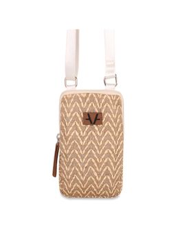 Avake - Brown and Beige Lightweight Raffia Vegan Leather Mobile Pouch