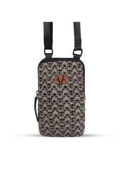 Avake - Black and Grey Lightweight Raffia Vegan Leather Mobile Pouch