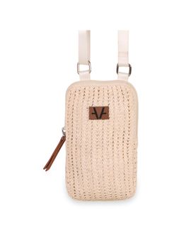 Avake - Beige Lightweight Raffia Vegan Leather Mobile Pouch