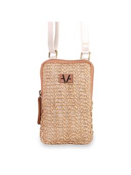 Avake - Beige Lightweight Raffia Vegan Leather Mobile Pouch