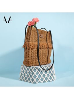 Avake - Brown Lightweight Raffia Vegan Leather Shoulder Bag
