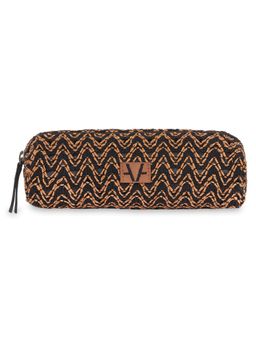 Avake - Black Lightweight Raffia Vegan Leather Small Toiletry Pouch