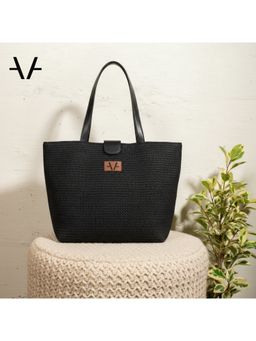 Avake - Black Lightweight Raffia Leather Vegan Tote Bag