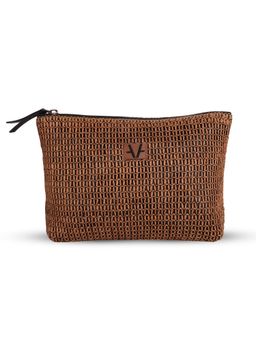 Avake - Brown Lightweight Raffia Vegan Leather Cosmetic Kit