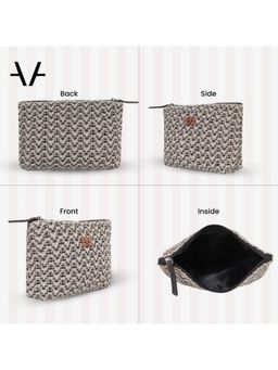 Avake - Grey Lightweight Raffia Vegan Leather Cosmetic Kit