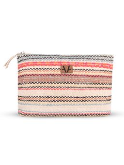 Avake - Multi-Striped Lightweight Raffia Vegan Leather Cosmetic Kit