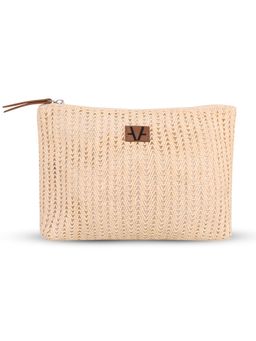 Avake - Beige Lightweight Raffia Vegan Leather Cosmetic Kit