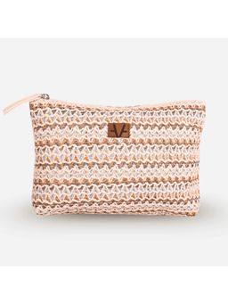 Avake - Pink Textured Lightweight Raffia Vegan Leather Cosmetic Kit